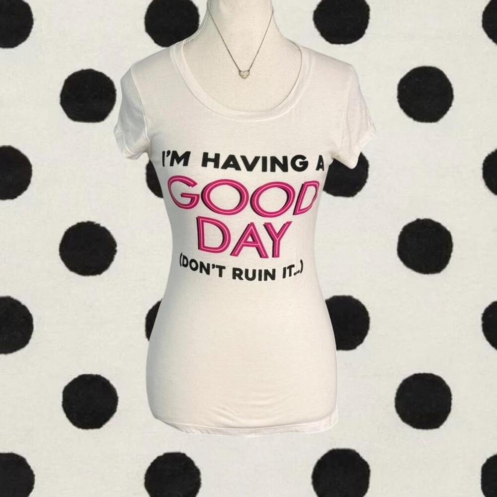 Wound Up white graphic baby tee Size S “I’m having a bad day doing ruin it”